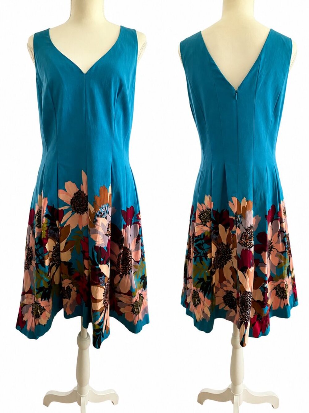 Tracy Reese Anthropologie Dress Women's 12 Blue Floral Handkerchief Hem